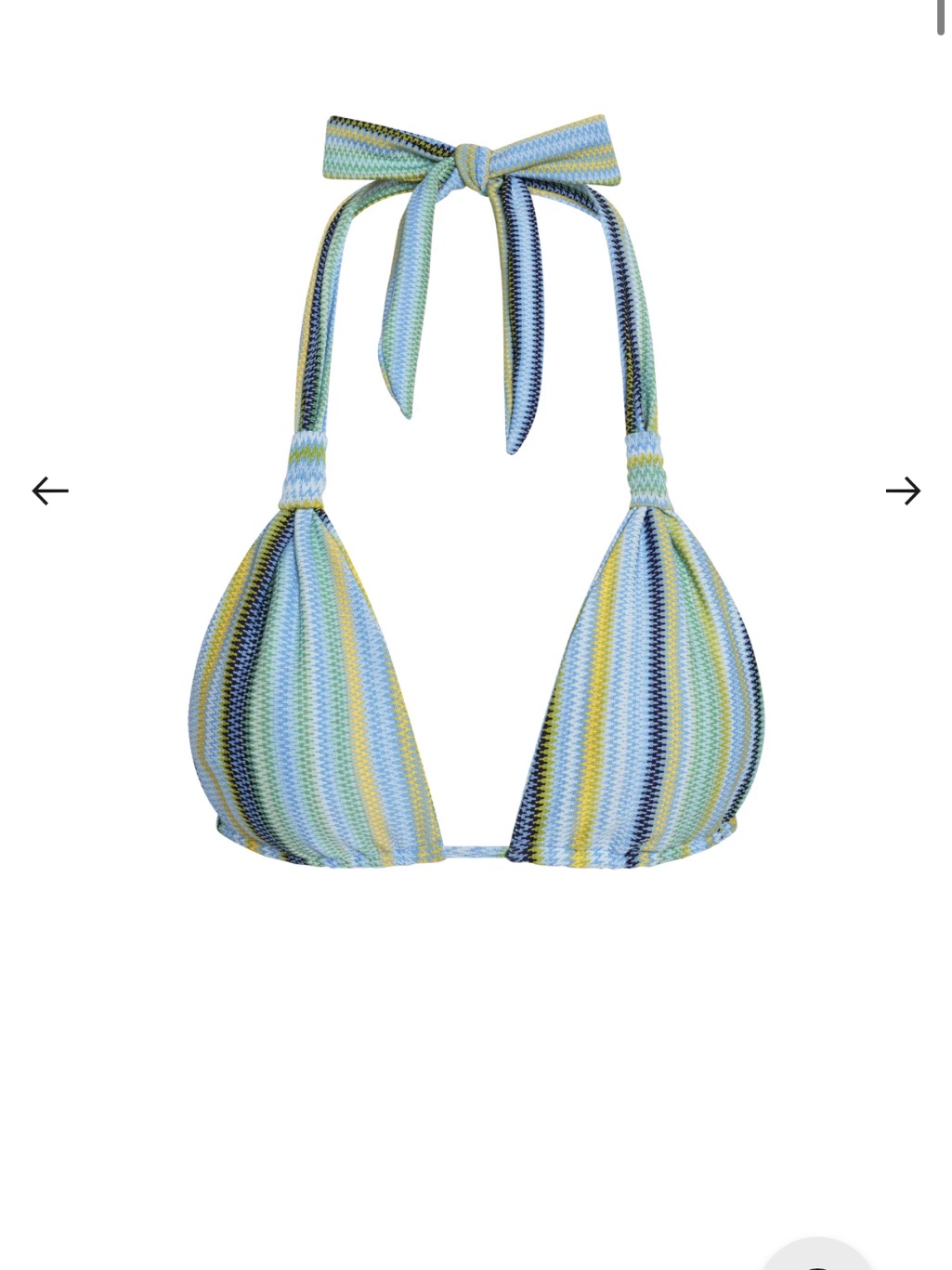 Monday Swimwear Striped Triangle Bikini Top - Blue, Green, Yellow